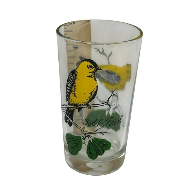 VTG Peanut Butter Glass Tumbler Gold Finch Bird 3"x5" Juice Drinking Glass Retro - Picture 6 of 7